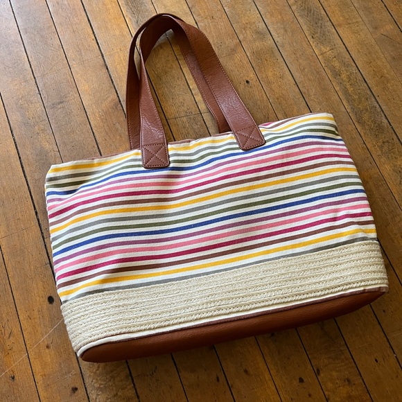Aldo Handbags - ALDO striped muilti colored, canvas tote purse